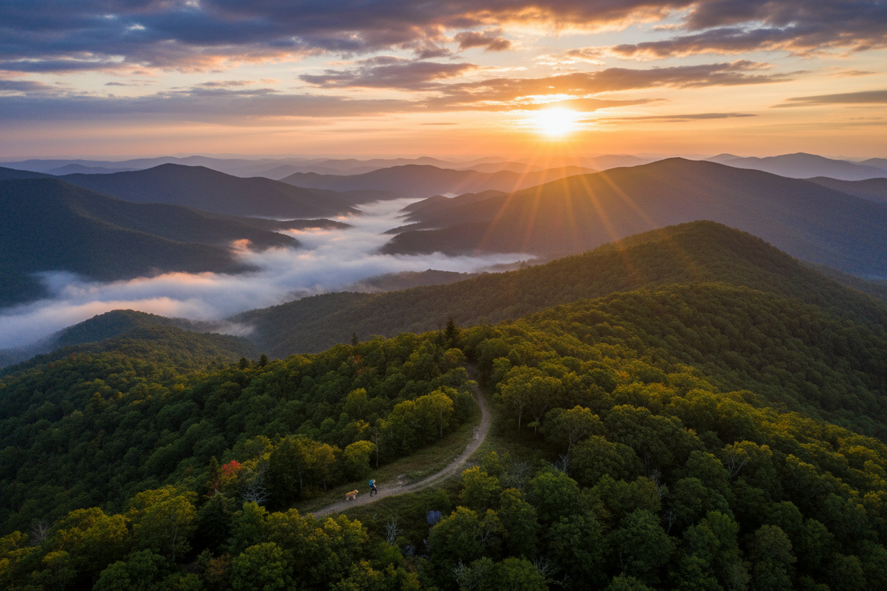 Smoky Mountains Sunrise Drone Shot